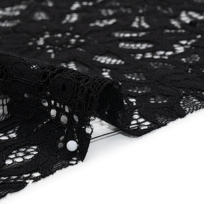 Corded Lace with Finished Scalloped Edges - Black Sunflowers