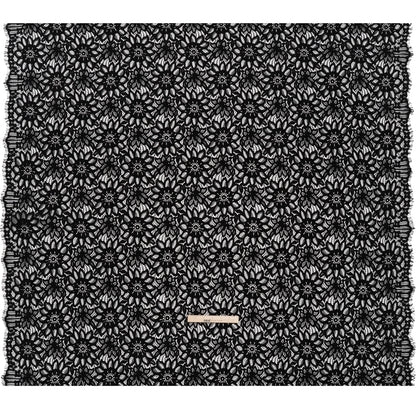 Corded Lace with Finished Scalloped Edges - Black Sunflowers