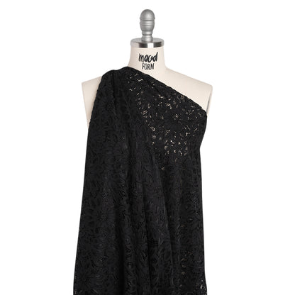 Corded Lace with Finished Scalloped Edges - Black Sunflowers