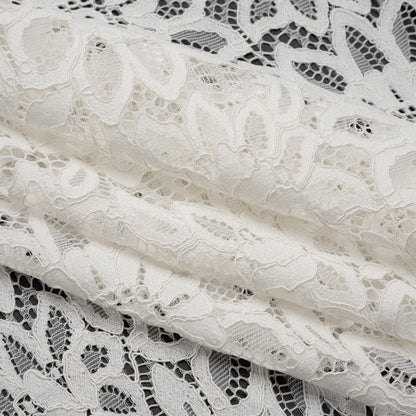 Corded Lace with Finished Scalloped Edges - Ivory Sunflowers