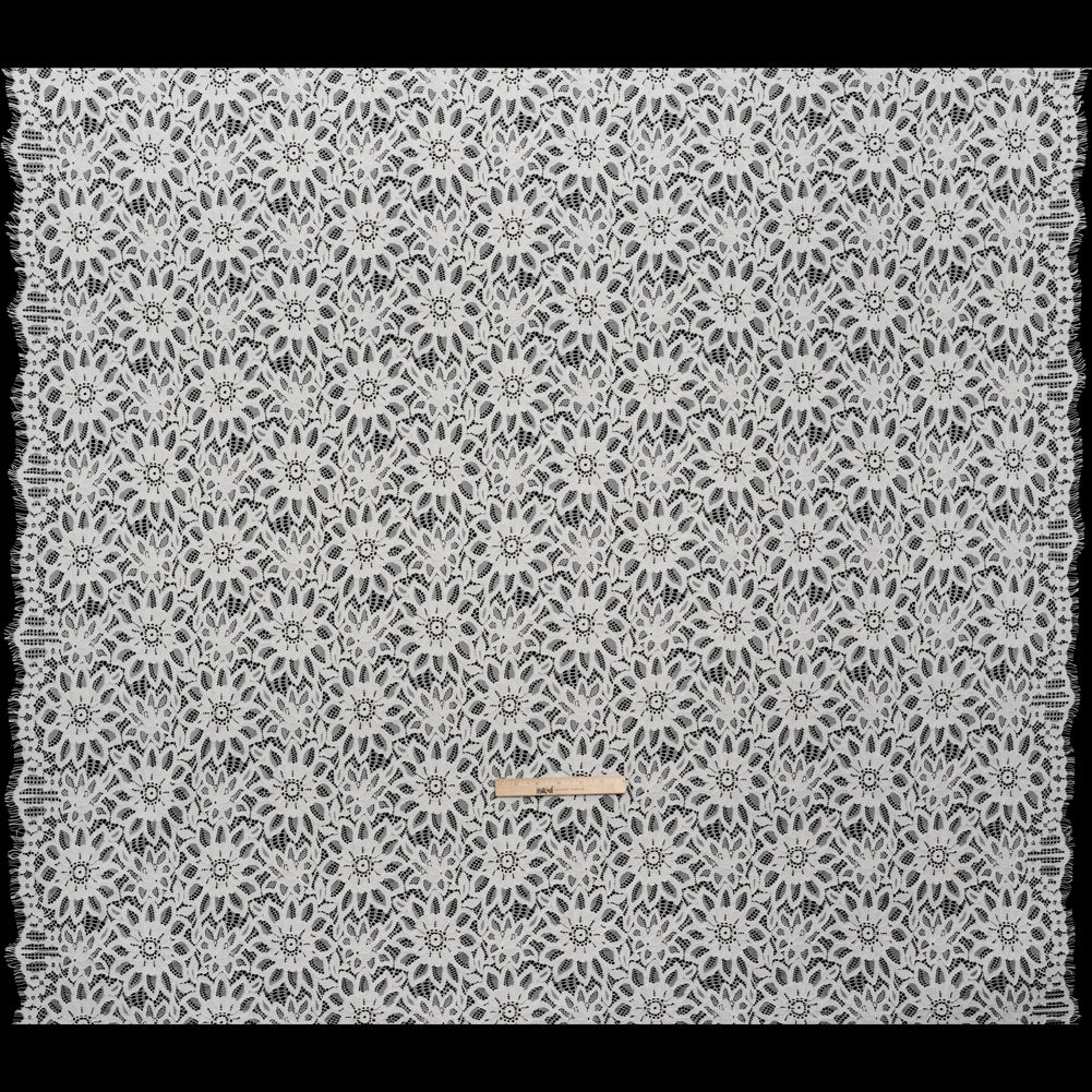 Corded Lace with Finished Scalloped Edges - Ivory Sunflowers - Full