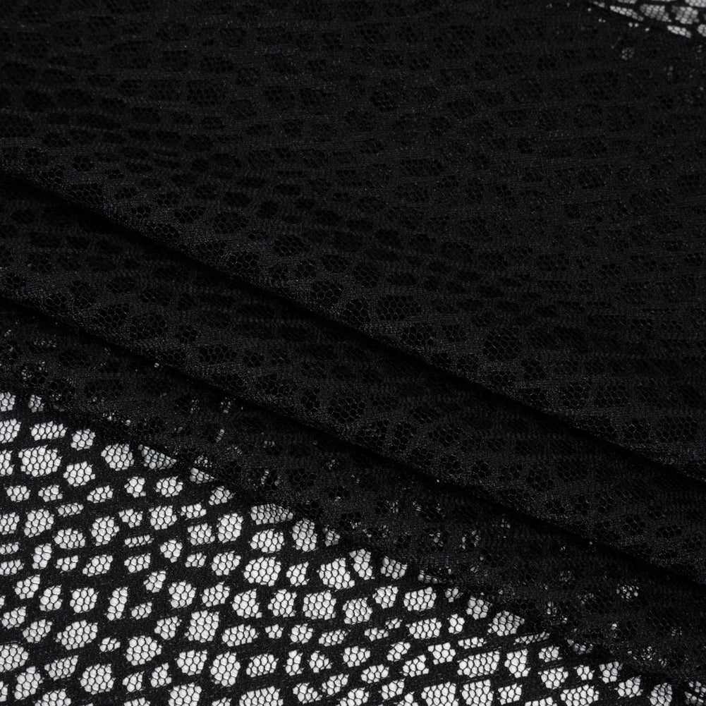 Nylon Raschel Mesh Lace - Black Bark Texture