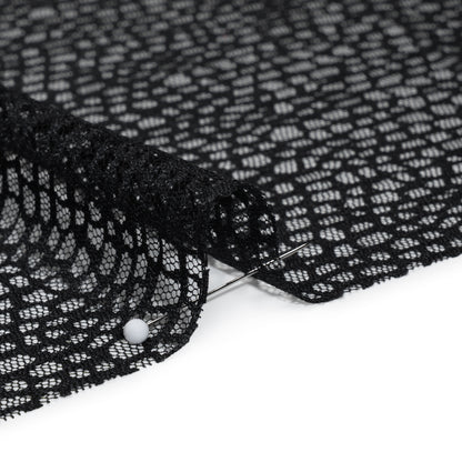 Nylon Raschel Mesh Lace - Black Bark Texture