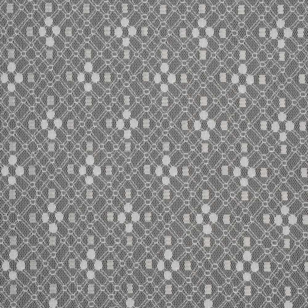 Nylon Raschel Mesh Lace - Ivory Latticework and Dots
