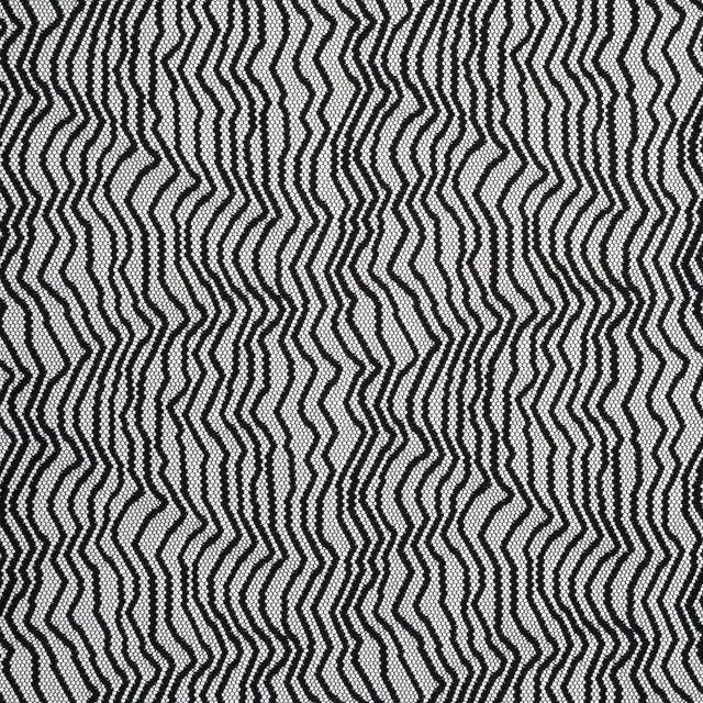 Nylon Raschel Mesh Lace - Black Erratic Zig Zags