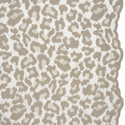 Metallic Raschel Lace with Finished Edges - Sandstone Leopard Spots