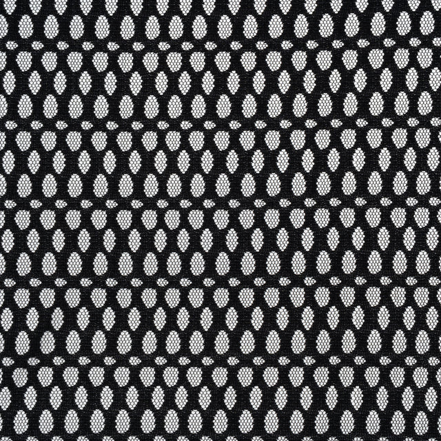 Nylon Raschel Mesh Lace - Black Dotted Stripes