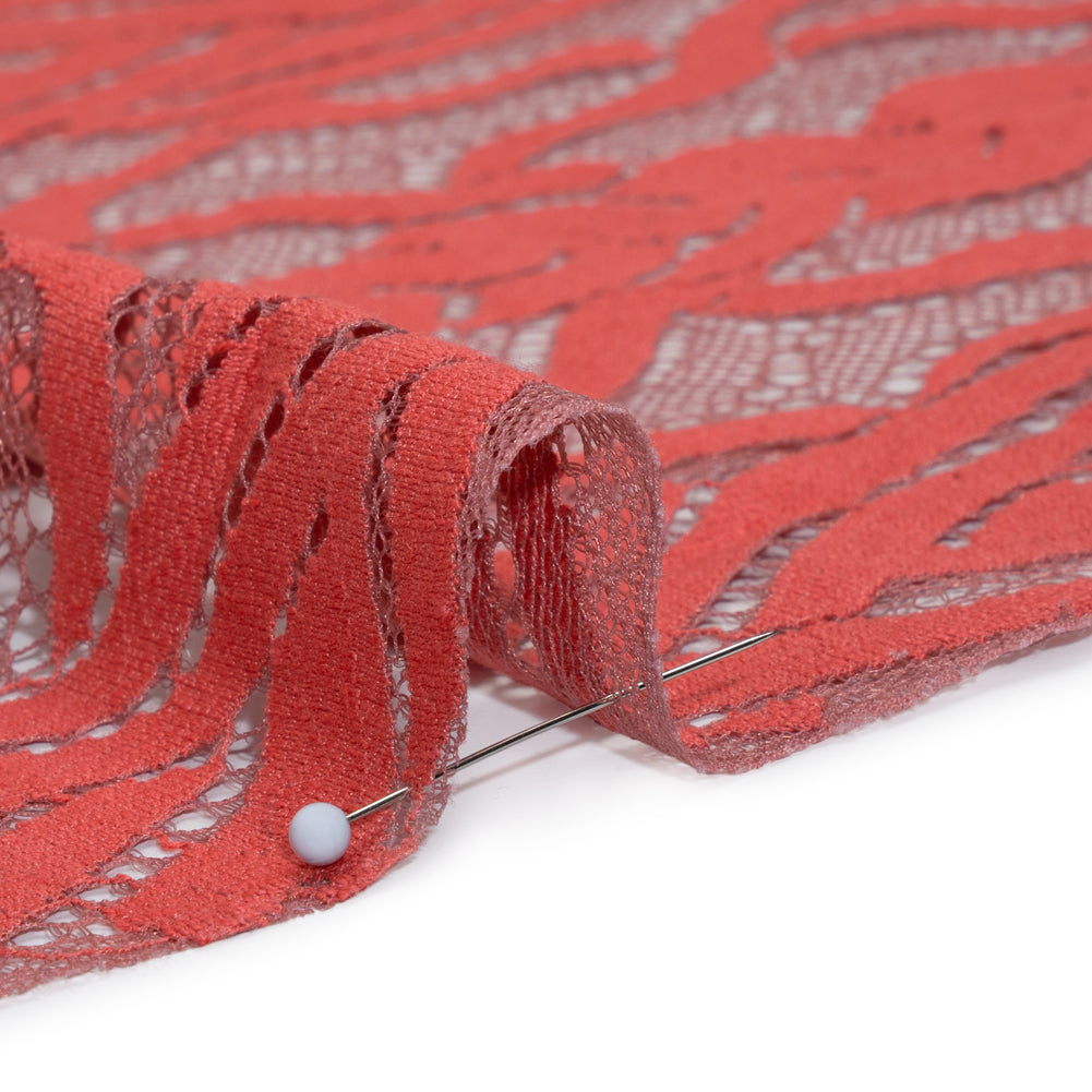 Cotton and Nylon Lace Panel with Finished Edges - Berry and Cardinal Red Celtic Knotwork and Braids - Detail