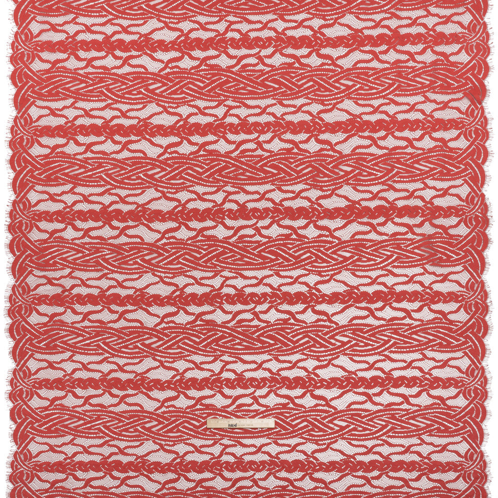 Cotton and Nylon Lace Panel with Finished Edges - Berry and Cardinal Red Celtic Knotwork and Braids - Full