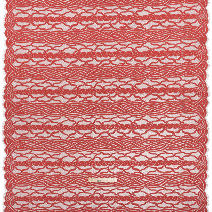 Cotton and Nylon Lace Panel with Finished Edges - Berry and Cardinal Red Celtic Knotwork and Braids
