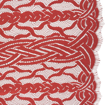 Cotton and Nylon Lace Panel with Finished Edges - Berry and Cardinal Red Celtic Knotwork and Braids