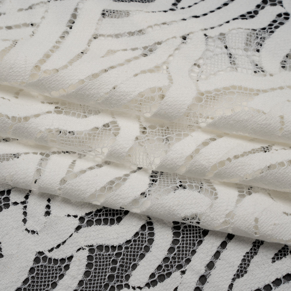 Cotton and Nylon Lace Panel with Finished Edges - Ivory Celtic Knotwork and Braids - Folded