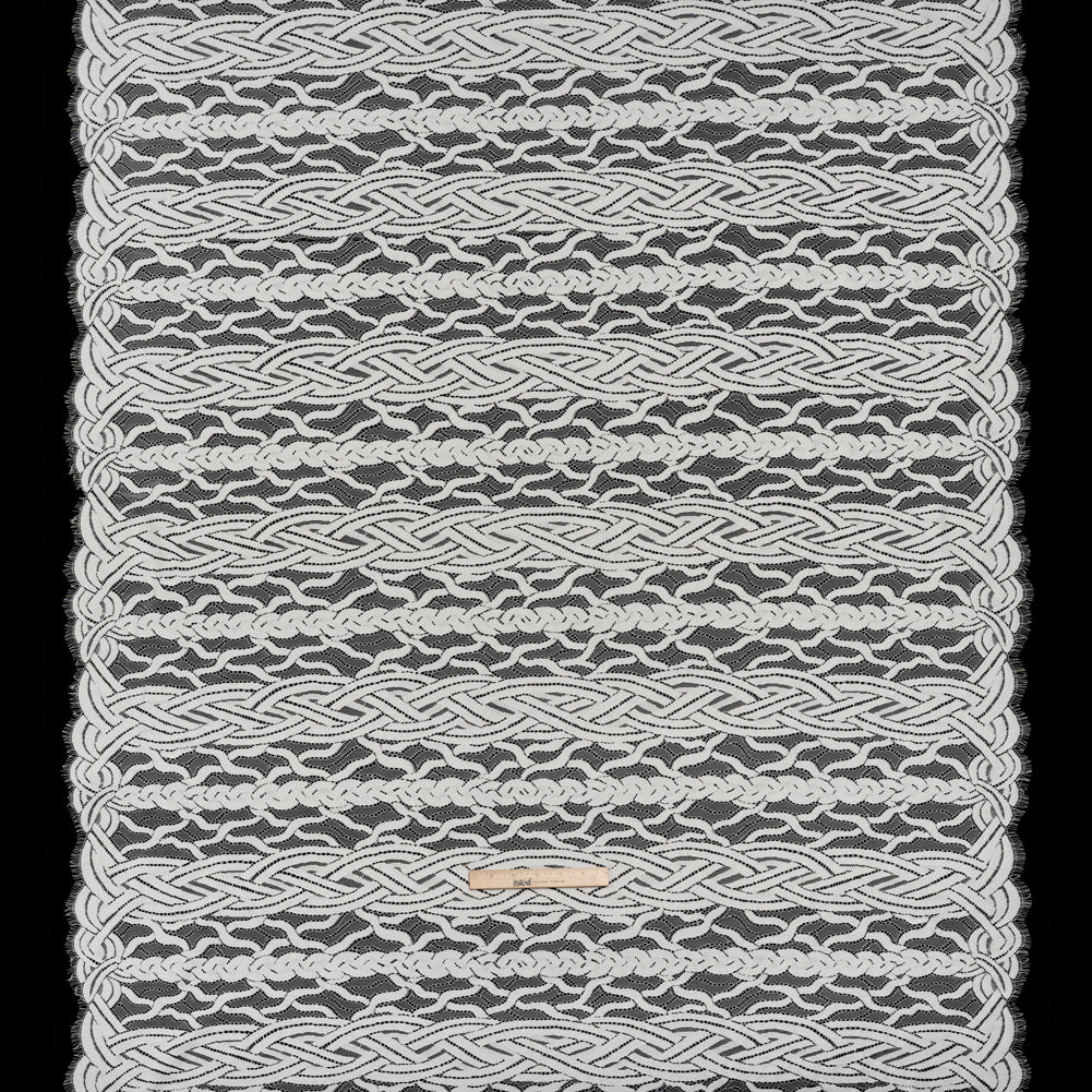 Cotton and Nylon Lace Panel with Finished Edges - Ivory Celtic Knotwork and Braids - Full