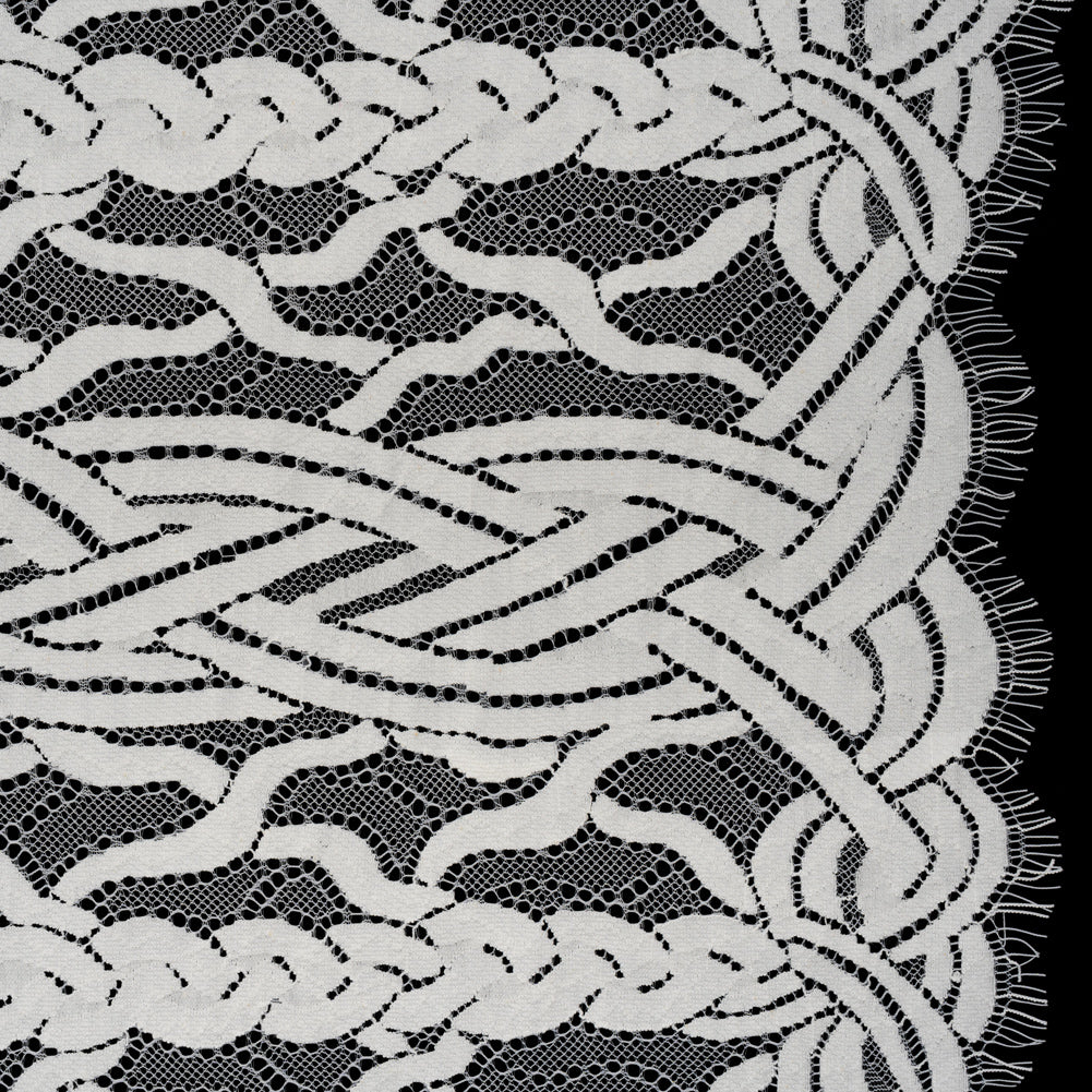 Cotton and Nylon Lace Panel with Finished Edges - Ivory Celtic Knotwork and Braids