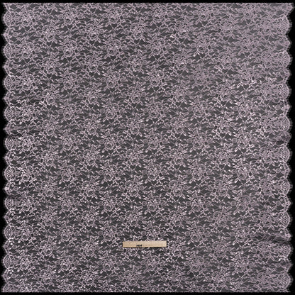 Metallic Re-Embroidered Lace Panel with Finished Edges - Iris Purple Floral Vines