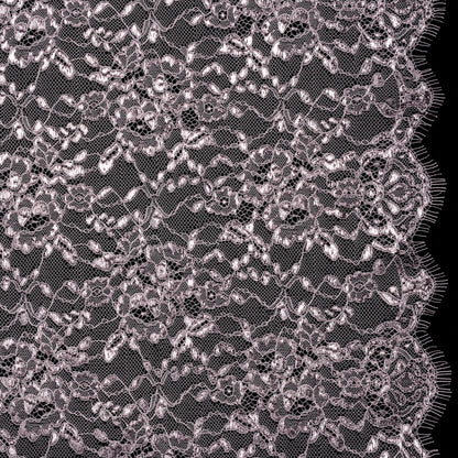 Metallic Re-Embroidered Lace Panel with Finished Edges - Iris Purple Floral Vines