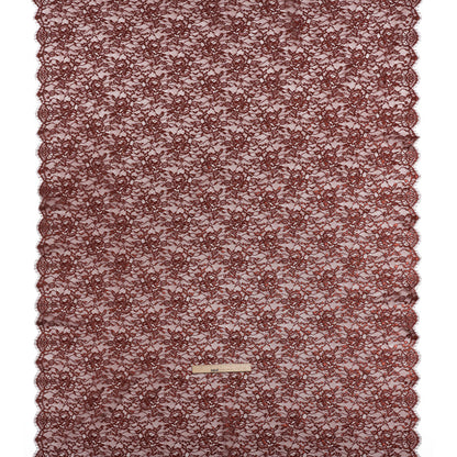 Metallic Re-Embroidered Lace Panel with Finished Edges - Burgundy Floral Vines