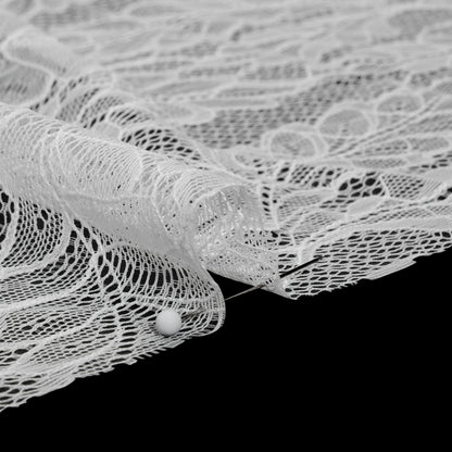 Nylon Re-Embroidered Lace with Finished Edges - Ivory Leafy Stems
