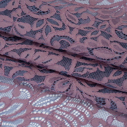 Corded Lace with Finished Edges - Blue and Lavender Flowering Vines