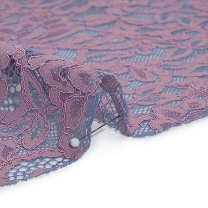 Corded Lace with Finished Edges - Blue and Lavender Flowering Vines