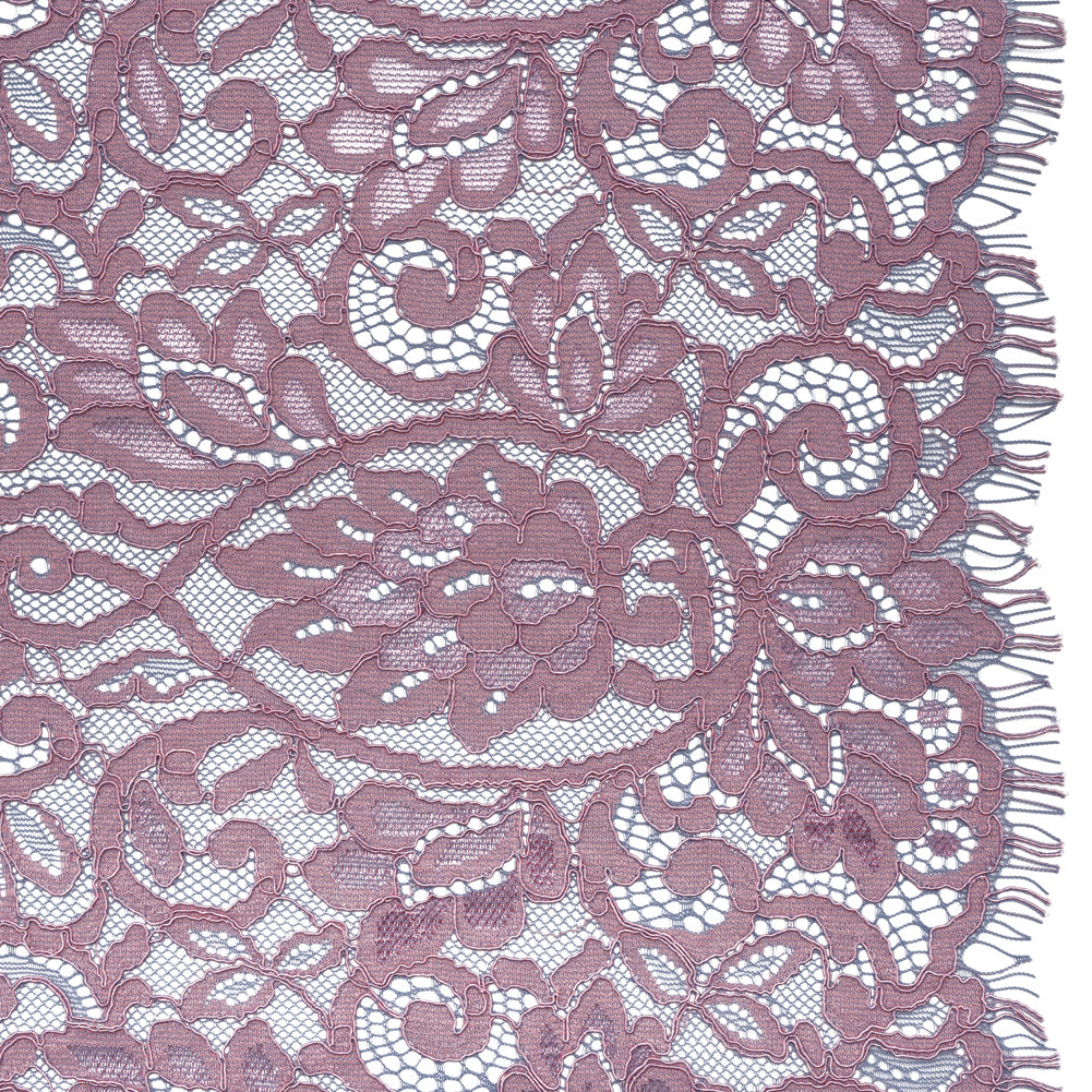Corded Lace with Finished Edges - Blue and Lavender Flowering Vines
