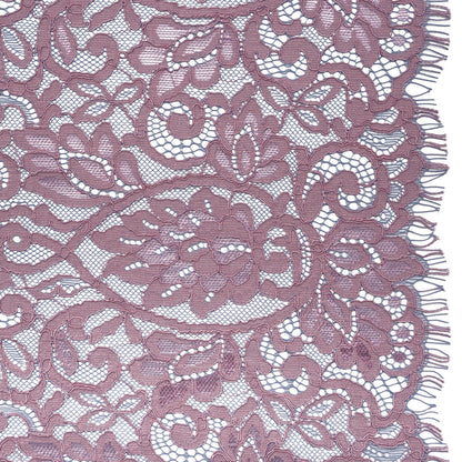 Corded Lace with Finished Edges - Blue and Lavender Flowering Vines