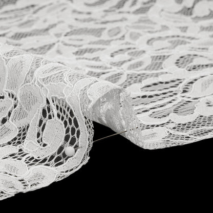 Corded Lace with Finished Edges - Ivory Flowering Vines