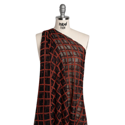Corded Lace with Little Scalloped Finished Edges - Red and Black Diamond Lattice