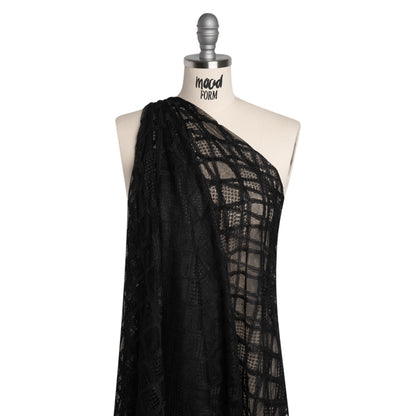 Corded Lace with Little Scalloped Finished Edges - Black Diamond Lattice