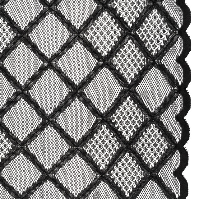 Corded Lace with Little Scalloped Finished Edges - Black Diamond Lattice