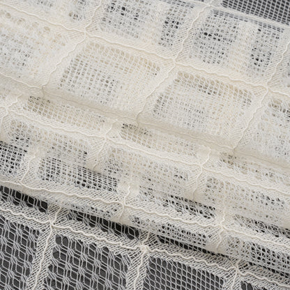 Corded Lace with Little Scalloped Finished Edges - Ivory Diamond Lattice