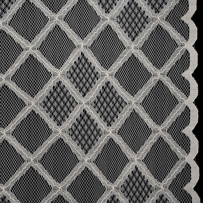 Corded Lace with Little Scalloped Finished Edges - Ivory Diamond Lattice