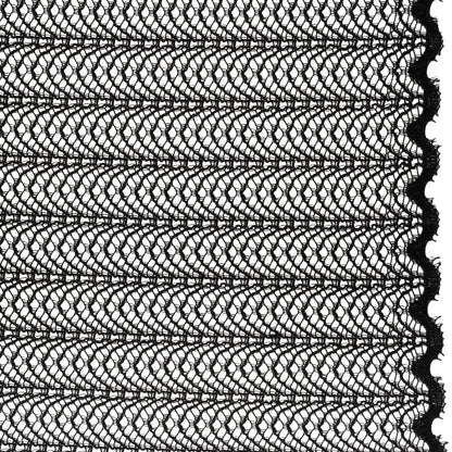 Rayon and Nylon Corded Lace with Little Scallop Finished Edges - Black Archway Stripes