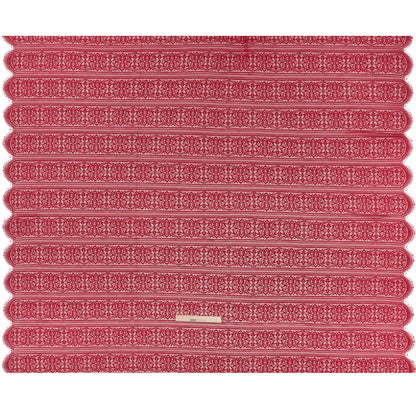 Re-Embroidered Lace with Finished Edges - Red Bug Floral Medallion Stripes