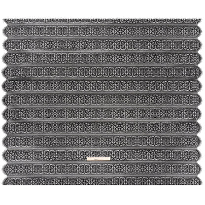 Re-Embroidered Lace with Finished Edges - Black Floral Medallion Stripes