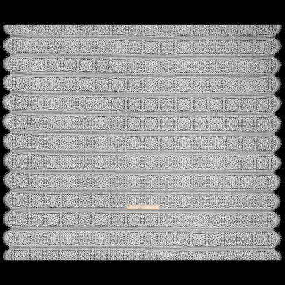 Re-Embroidered Lace with Finished Edges - Ivory Floral Medallion Stripes