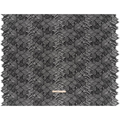 Raschel Lace with Organic Finished Edges - Black Geometry and Leaves