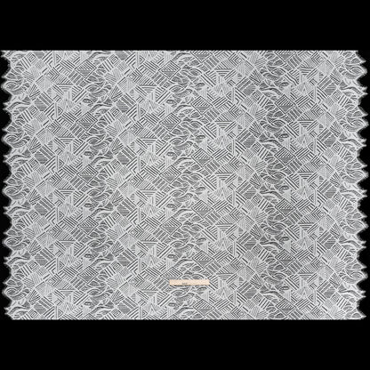 Raschel Lace with Organic Finished Edges - Ivory Geometry and Leaves