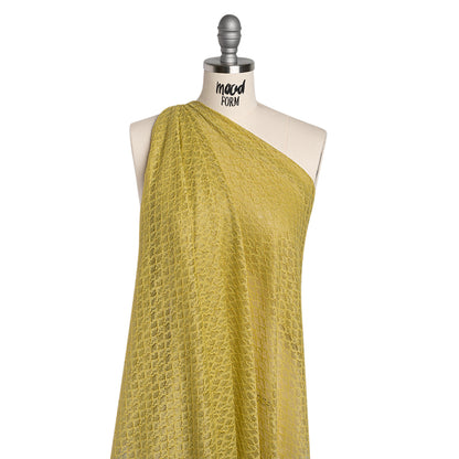 Corded Lace with Finished Eyelash Edges - Chartreuse Diamond Lattice