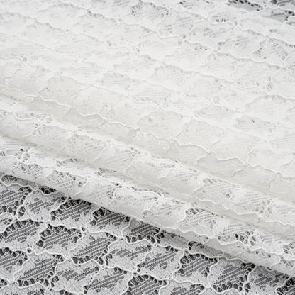 Corded Lace with Finished Eyelash Edges - Ivory Diamond Lattice