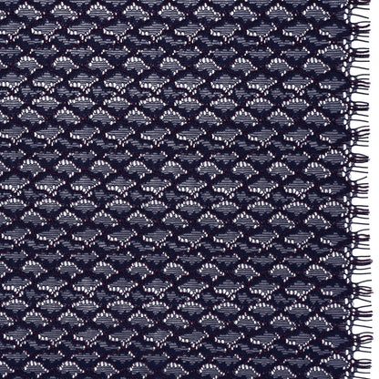 Corded Lace with Finished Eyelash Edges - Navy and Purple Diamond Lattice
