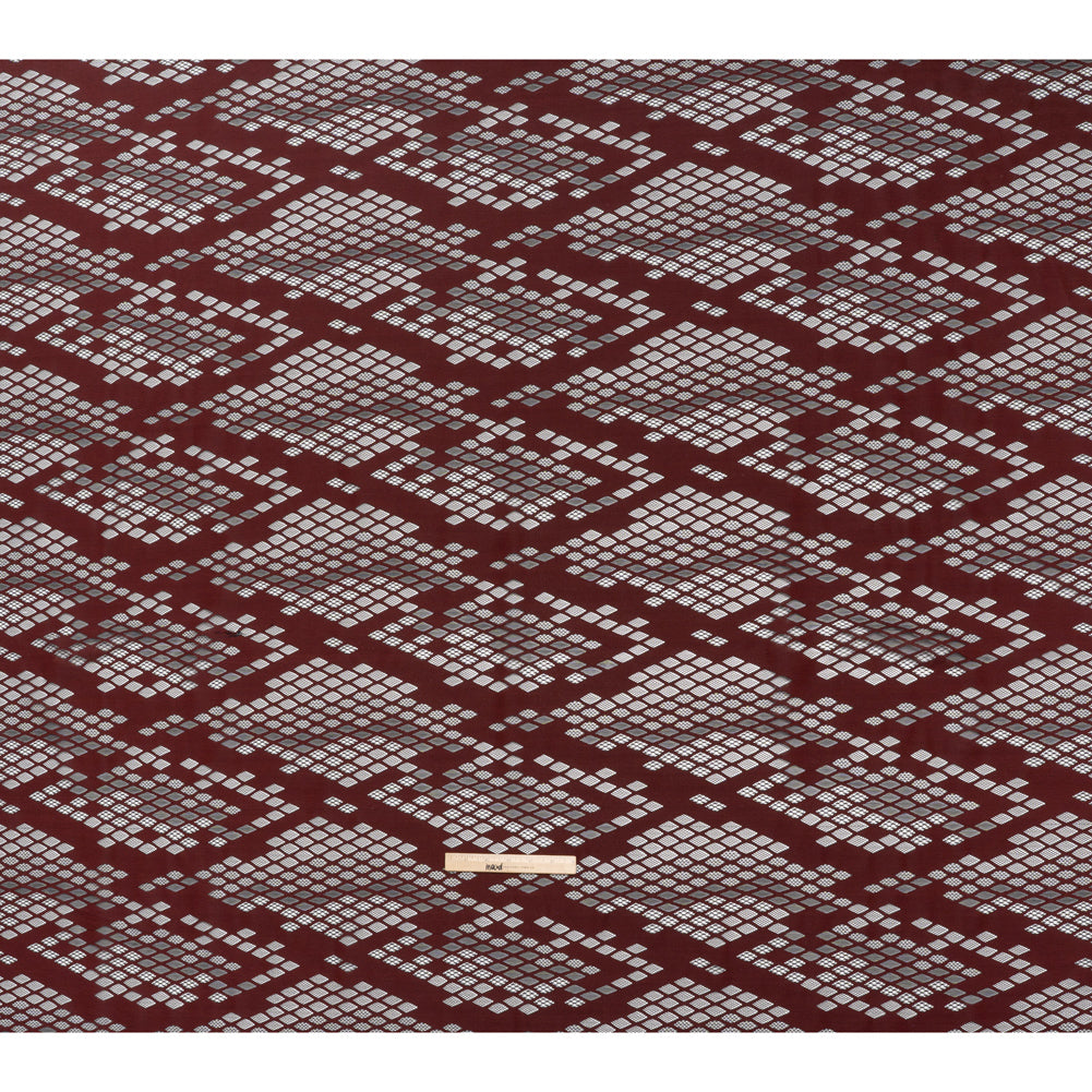 Raschel Lace with Eyelash Fringe Edges - Black and Chocolate Diamond Argyle - Full