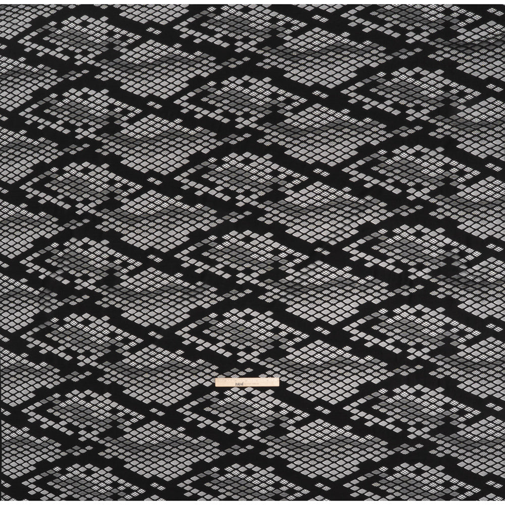 Raschel Lace with Eyelash Fringe Edges - Black Diamond Argyle - Full