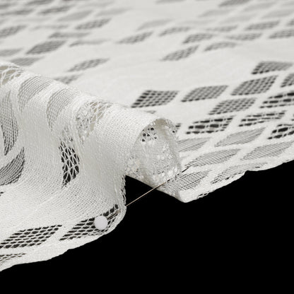 Raschel Lace with Eyelash Fringe Edges - Ivory Diamond Argyle
