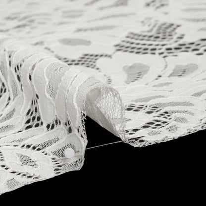 Corded Lace with Finished Scalloped Edges - Ivory Bold Florals