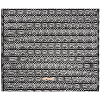 Corded Lace with Eyelash Fringe Edges - Black Zig Zag Stripes