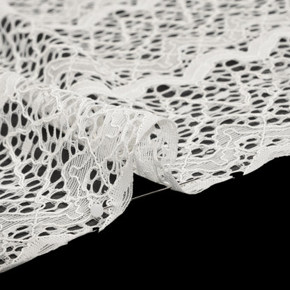 Corded Lace with Eyelash Fringe Edges - Ivory Zig Zag Stripes