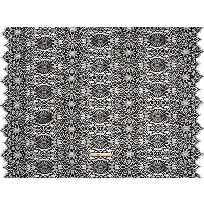 Corded Lace with Finished Edges - Black Fanciful Floral Ogees