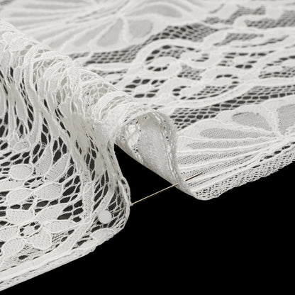 Corded Lace with Finished Edges - Ivory Fanciful Floral Ogees