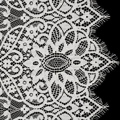 Corded Lace with Finished Edges - Ivory Fanciful Floral Ogees